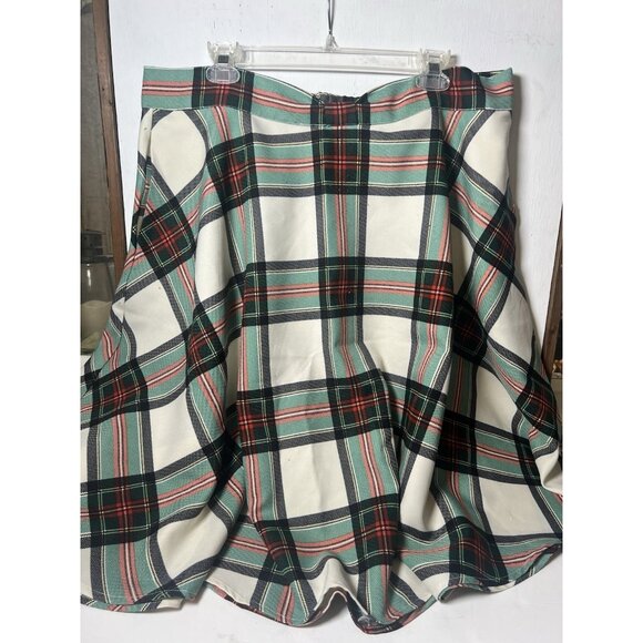 ModCloth Tartan Christmas Plaid Midi Skirt Sz 16W Pinup Retro Rockabilly - Picture 1 of 7